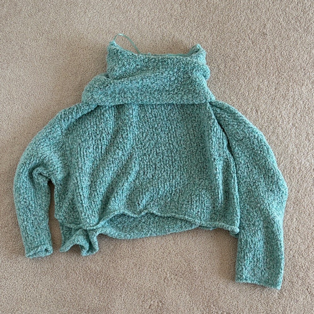 Free People Teal off the shoulder Sweater